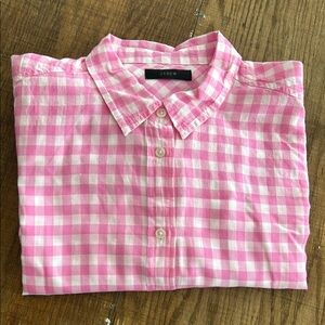 J. Crew Pink Pink White Gingham Woman’s Button Down Shirt